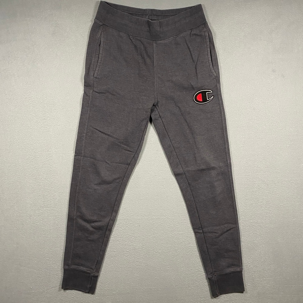 Champion Joggers Mens Small Granite Gray Big C Logo Fleece Sweatpants 705X